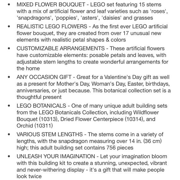 Lego Botanical Collection Flower Bouquet - Picture 4 of 4